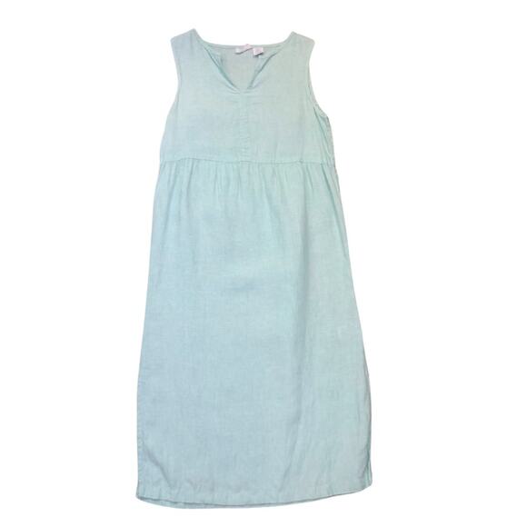 Aqua Green Linen Sleeveless Midi Dress Size XS Sigrid Olsen Summer Spring - Picture 1 of 9